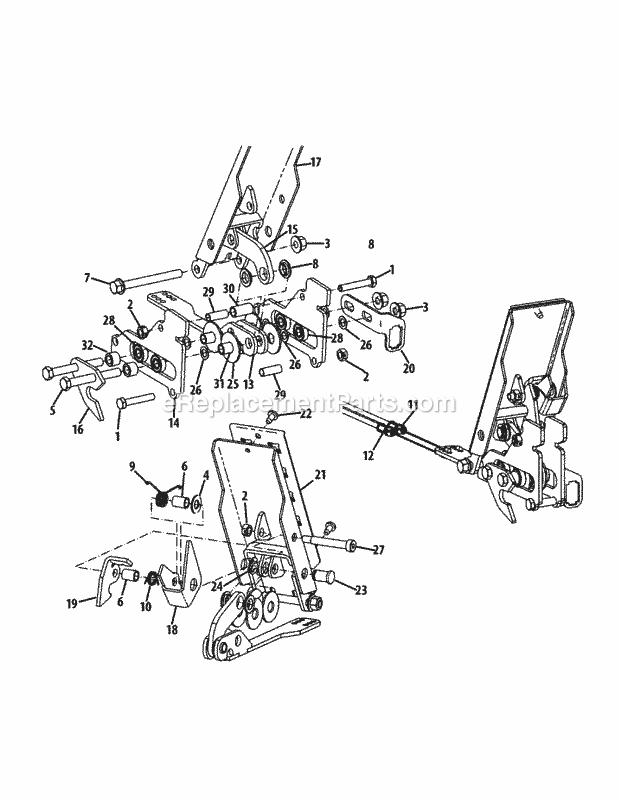 Brake Pedal Assembly Diagram and Parts List for S6032-D 53BY8DU6750 Cub Cadet Sprayer